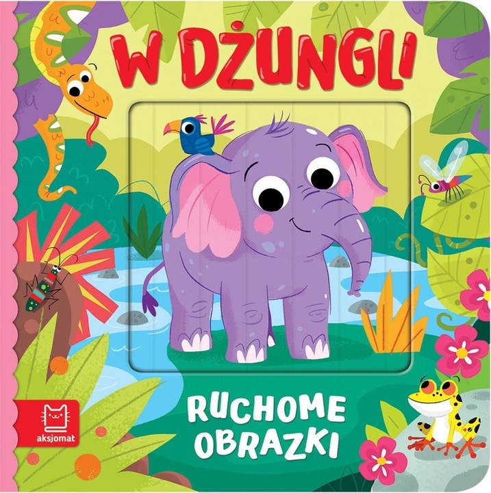 Carte interactiva AKSJOMAT Ruchome obrazki in jungla, pagini cu ferestre magice, 20x20cm
