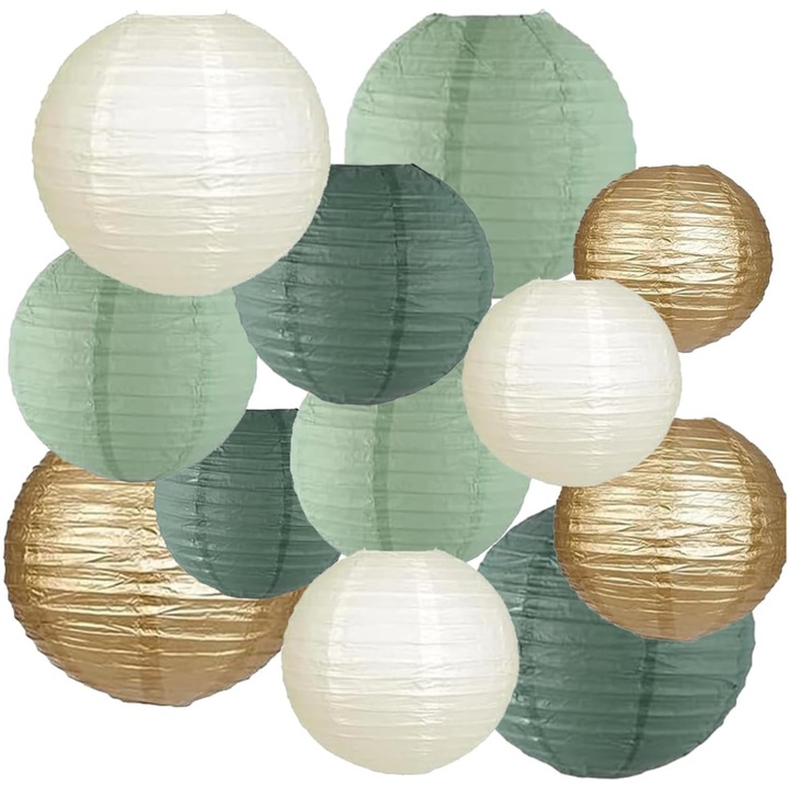 Set 12 felinare hartie multicolor rotunde pentru petreceri