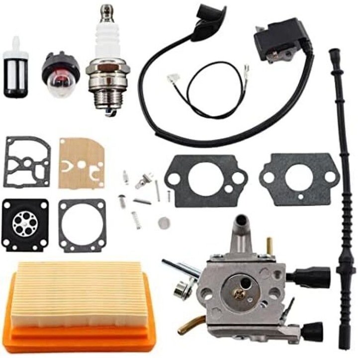 Set carburator bobina filtru combustibil aer pentru Stihl FS120 FS200 FS202 FS250 FS300 FS350