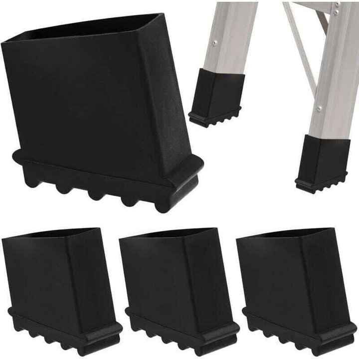 Picioare de scara din cauciuc, set 4 piese, negru