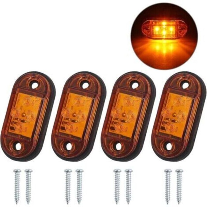 Lampi laterale LED 4x4, universal, ambre, 12V 24V