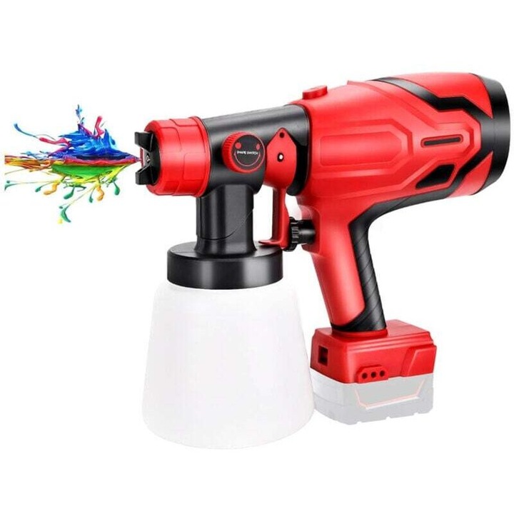 Pistol de vopsit sistem baterie compatibil Milwaukee M18 cu racorduri de curatare si suflare