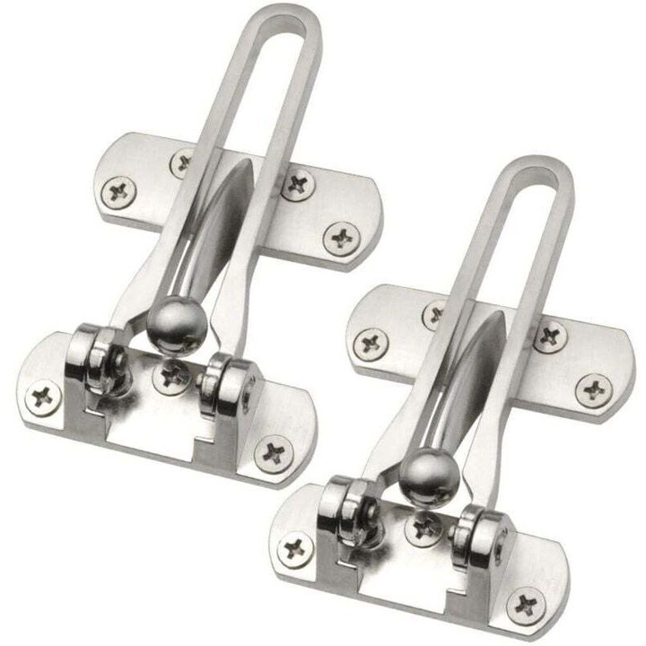 Set 2 zavoare de siguranta pentru usa, aliaj aluminiu, pentru usi rotative, argintiu