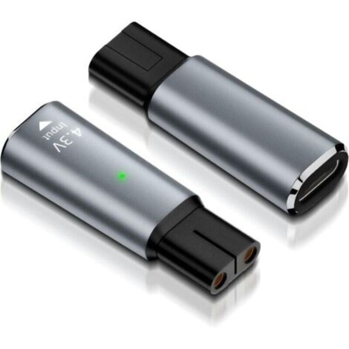Set 2 incarcatoare aparat ras 4,3V USB C, negru