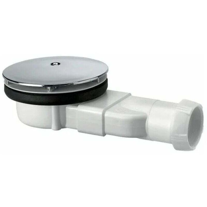 Capac scurgere dus extra-plat, ABS, alb/argintiu