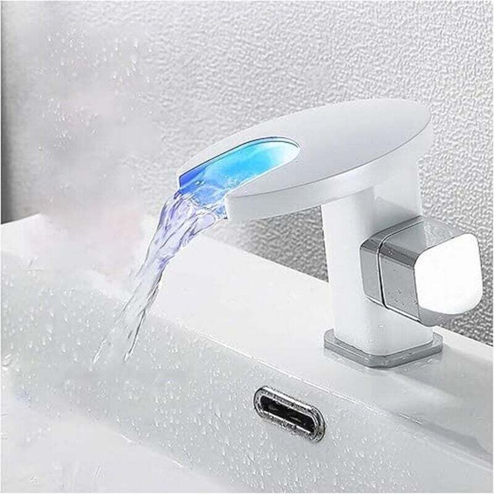 LED mosdó csaptelep kék fehér 15x10cm