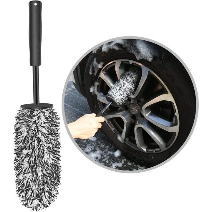 Perie curatare jante auto microfibra fara parti metalice, fara zgarieturi, aluminiu