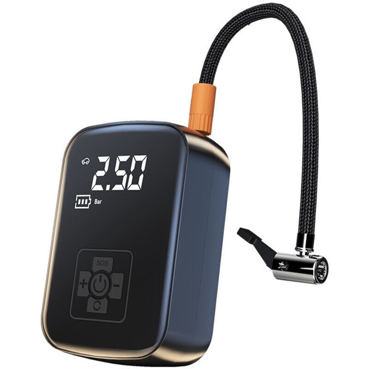 Compresor aer portabil mini 180mAh 150PSI ecran LCD 4 moduri, negru