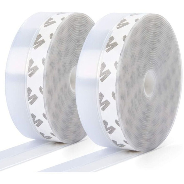 2 db öntapadós, átlátszó szilikon tömítőszalag készlet, 10m x 25mm