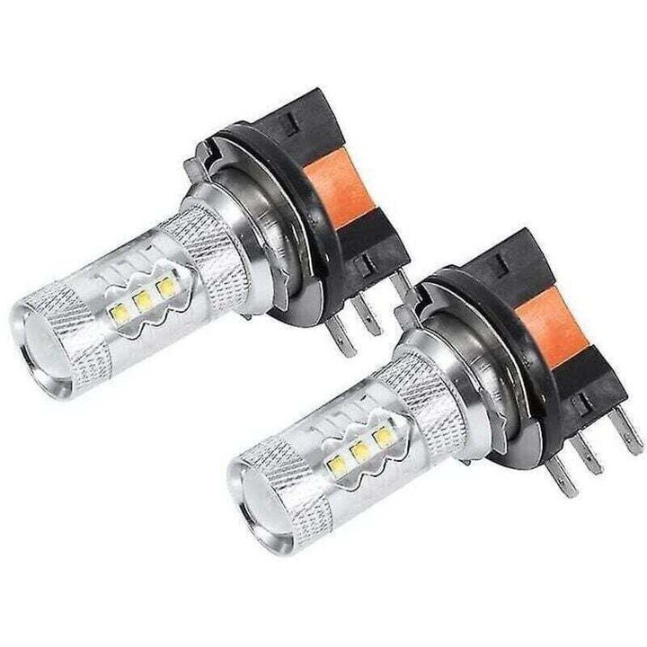 Becuri auto LED H15 80W albe set 2 buc