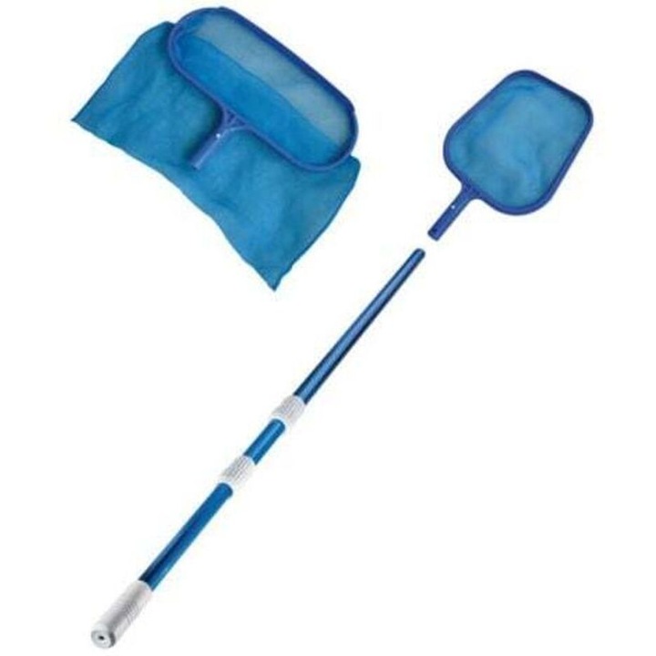Set curatare piscina, maner telescopic, sita fund si suprafata, alb