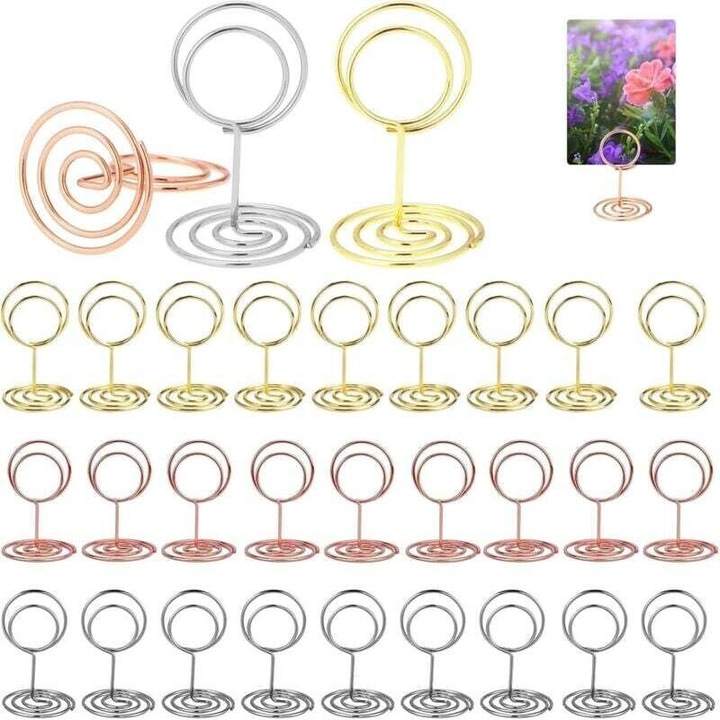 Set 30 suporturi metalice pentru carduri, meniu, foto, nume, memos, numere masa, multicolor