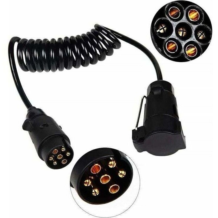 Cablu extensie remorca 2m spiralat, negru