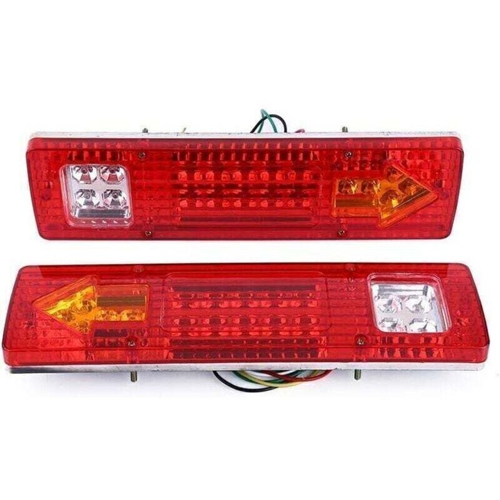 2 db LED hátsó lámpa szett, piros-fehér borostyán, 300x90x30mm, 12V, multifunkcionális