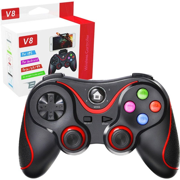 Controller wireless Techsuit V8 rosu 155x65mm 400mAh