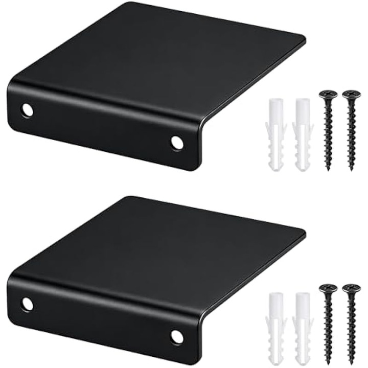 Set 2 rafturi suspendate metalice negre 10x12cm pentru perete living dormitor bucatarie