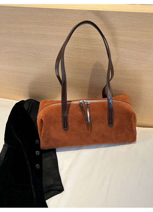 Női táska, retro modell, nagy kapacitású, barna, 33x14x18 cm