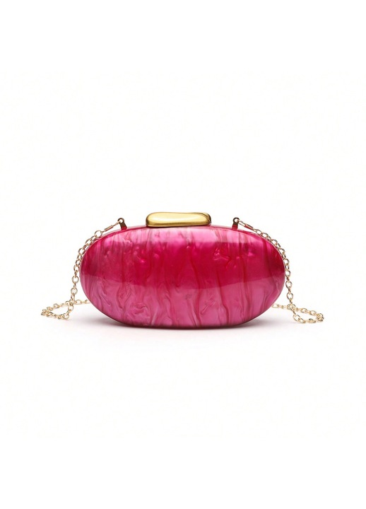 Geanta dama clutch OEM, roz rosu, 19.5x6.5x10 cm