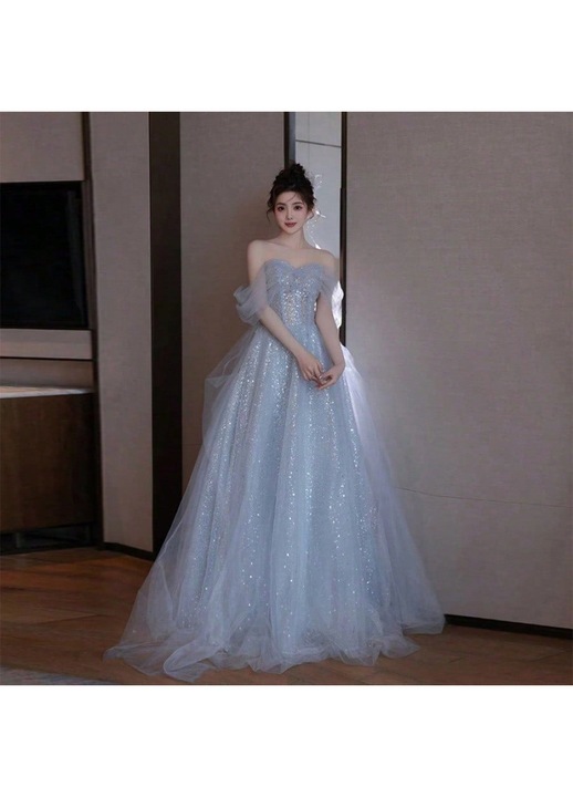 Rochie de seara, albastru, lux, pentru banchet