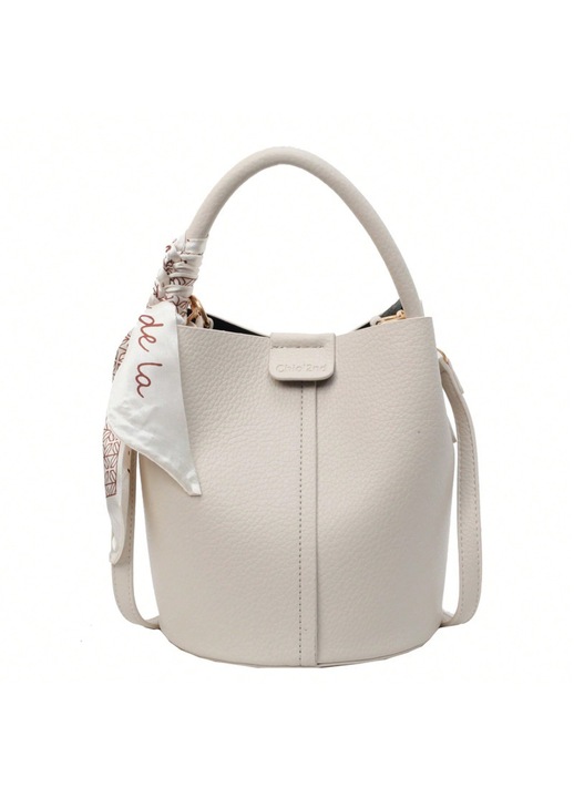 Geanta dama piele moale alba tip sac multifunctionala crossbody