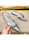 Pantofi dama, stil francez, toc plat, varf ascutit, argintiu, elegant