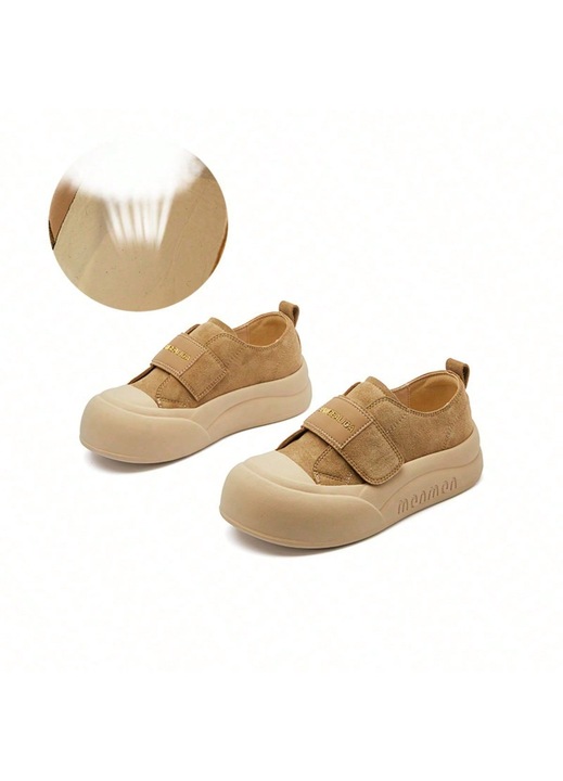 Tenisi dama, pantofi sport retro, casual, albi si kaki, piele naturala, talpa groasa