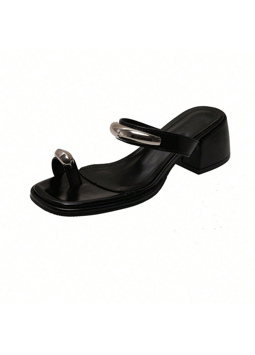 Papuci pentru dama, toc inalt, negru, model elegant