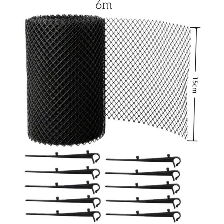 Set 2 bucati - Protectie pentru jgheaburi din plasa - 15cm x 6m - Negru