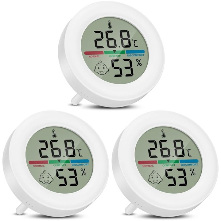 Termometru digital mini pentru terariu, masoara temperatura si umiditate, interior-exterior