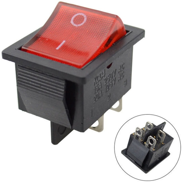 4 db billenőkapcsoló készlet, piros, 110-240V 20A