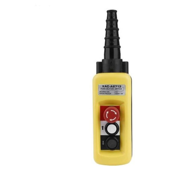 Comutator control palan 2 butoane oprire urgenta plastic ABS 10x5cm
