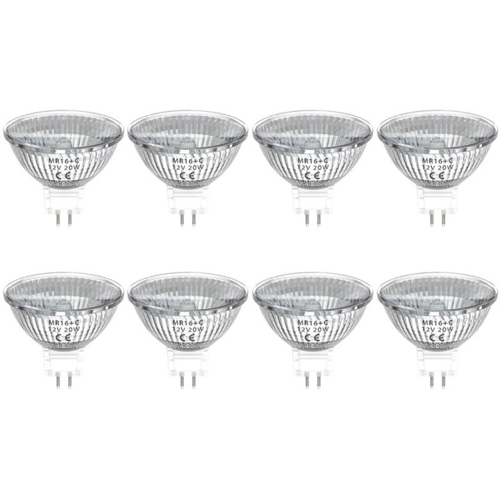 Halogén izzó, dimmelhető MR16 GU5.3 20W 12V meleg fehér 30° 8 db-os készlet