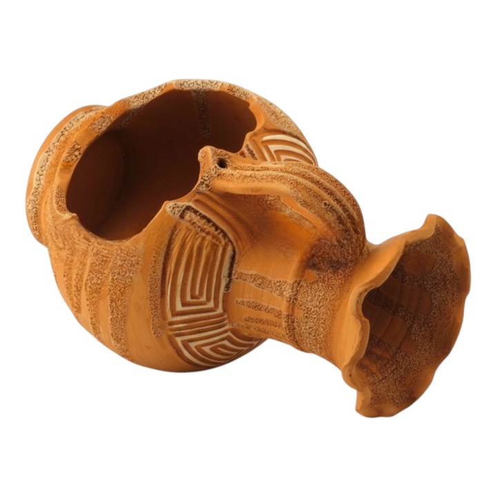 Ghiveci de gradina, miniatura, ulcior culcat, ceramica, flori curgatoare, ornament rustic pentru curte, 18cm