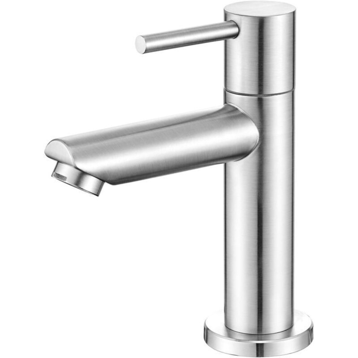 Robinet apa rece inox 304, inaltime 12 cm, furtun 60 cm