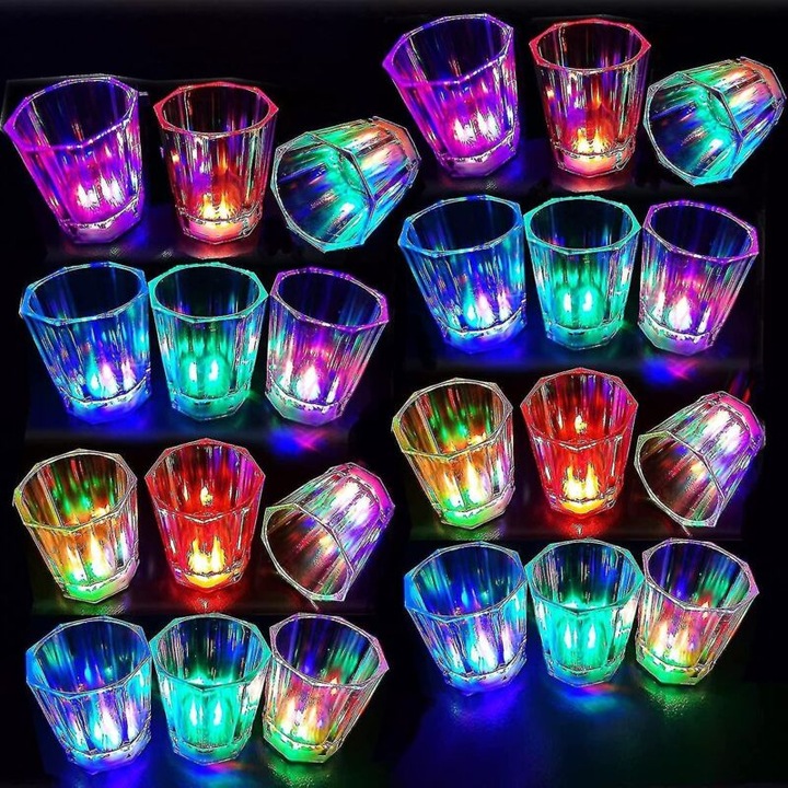 LED multicolor akril shot pohár szett, 24 db, 60ml