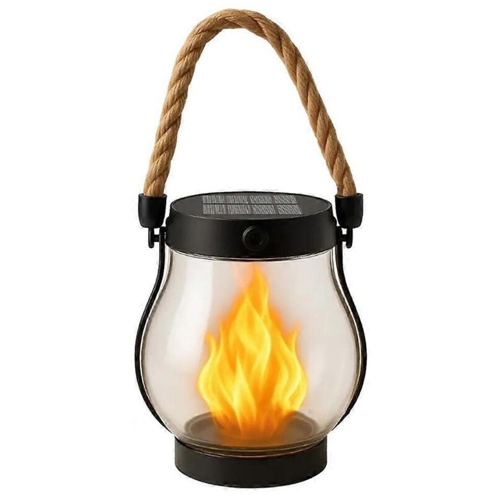 Lampa solara exterior efect flacara negru 1500mAh IP65