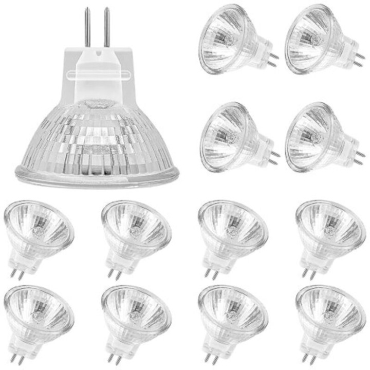 15 db MR11 GU4 12V 20W halogén izzó készlet, meleg fehér, szabályozható, 34x36mm
