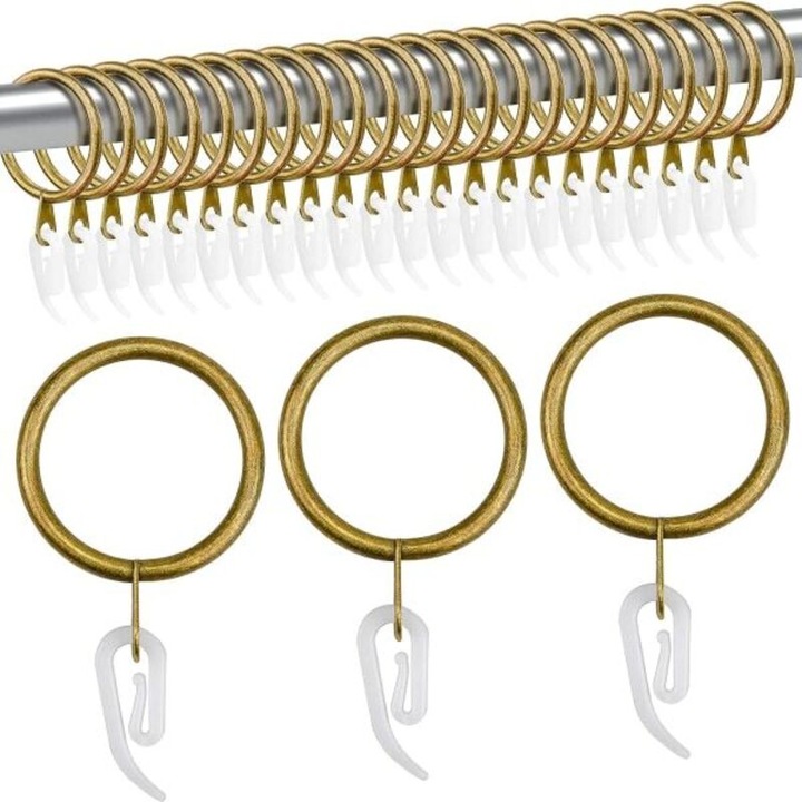 Set 24 inele metalice pentru perdele, rezistente, 3.5mm, 30mm diametru interior