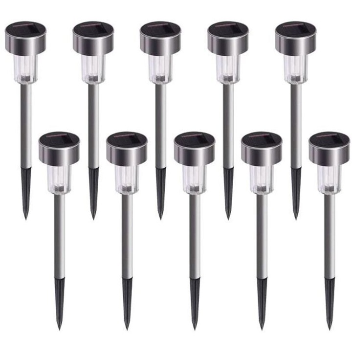 Set 12 lampi solare gradina, alb rece, IP65, 12xLED