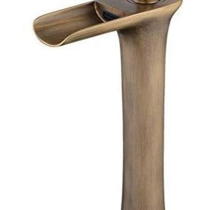 Mosdó csaptelep, vízesés hatású, antikolt sárgaréz felület, 105x255mm