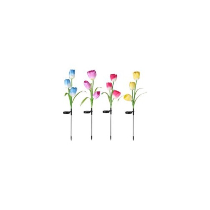 Lampa solara LED gradina, lalea, rezistenta la apa, 2025, multicolor, 30x15cm