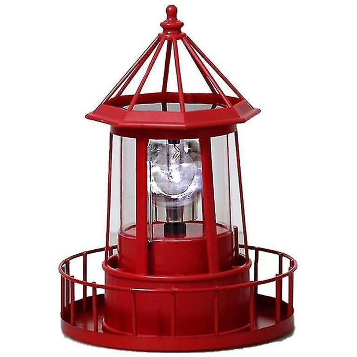 Lampa solara rotativa LED, rosu, 15x21cm, rezistenta si impermeabila