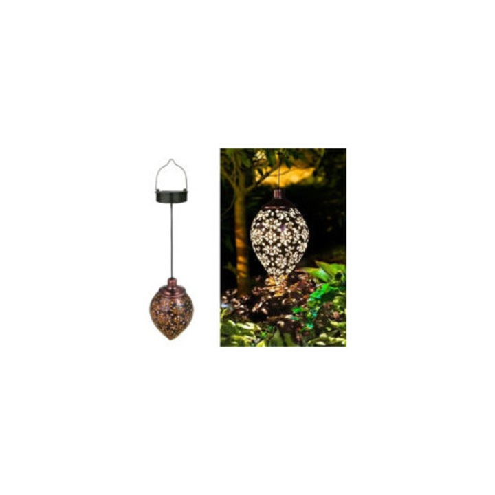 Lanterne solara suspendabila, maro, 47x11x11cm, alb cald, IP44