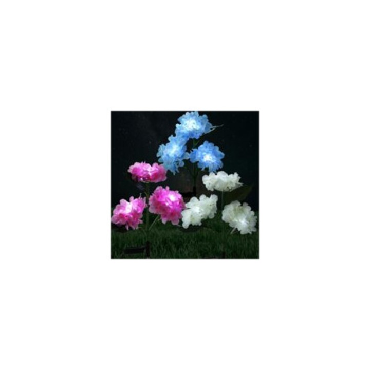 Set 3 lampi solare decorative hortensia multicolor exterior IP65 6x8h 8x10h