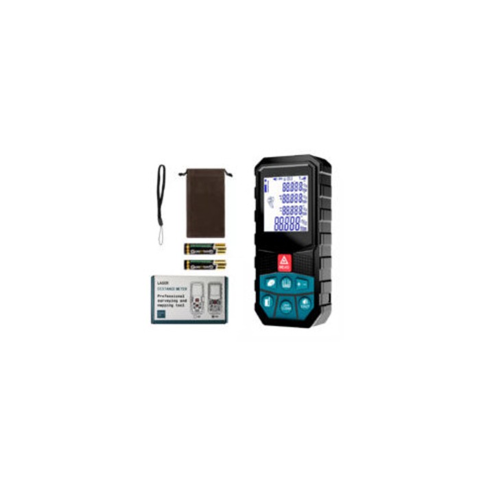 Telemetru laser 50m precizie 2mm ecran LCD IP54 compact