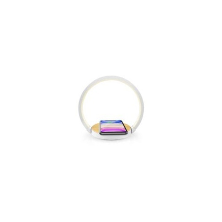 Lampa de noptiera cu incarcare wireless, LED, reglabila, alba, 180°