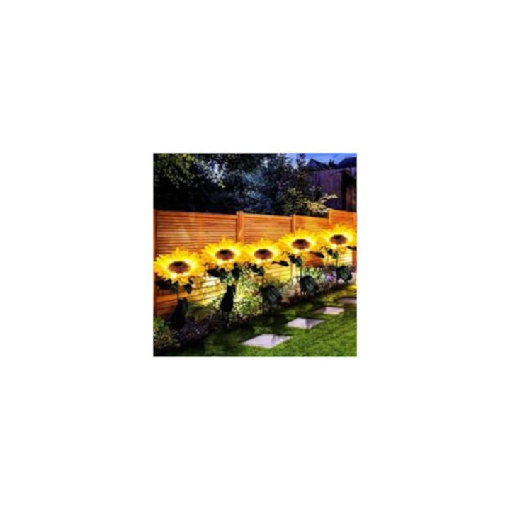 Set 4 lampi solare decorative floarea-soarelui alb cald 72.5cm