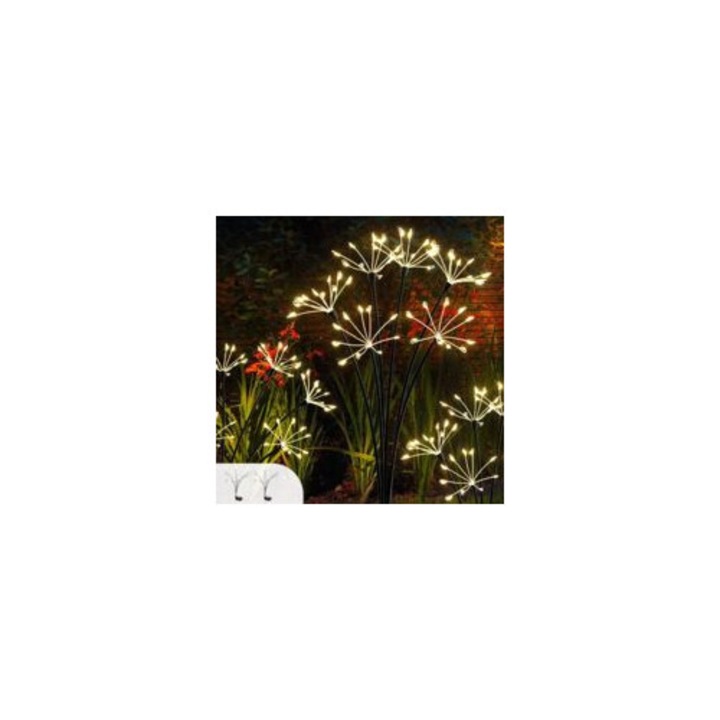 Set 2 lampi solare gradina, inox, LED, IP65, stele si luna, 30x10cm
