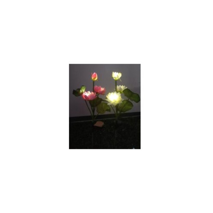 Set 2 lampi solare lotus, alb si roz, 75cm, IP65, multicolor