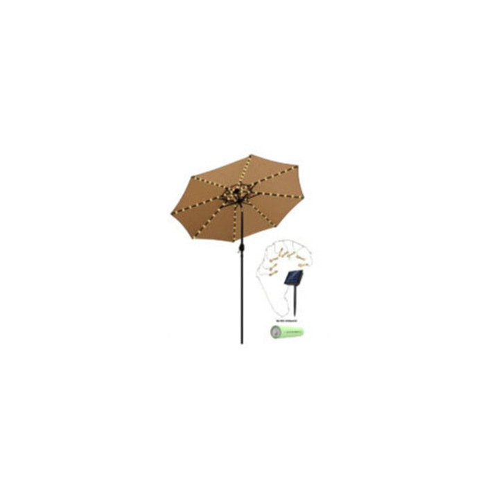 Guirlanda solara pentru parasol 104 LED alb 1,8x3m cu telecomanda set